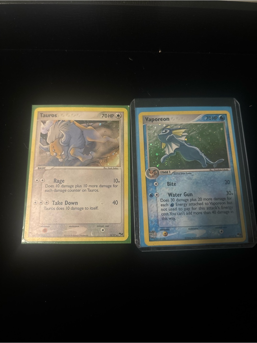 Pop series Holos …Tauros & Vaporeon Pokémon Card Lot - Yellow & Blue